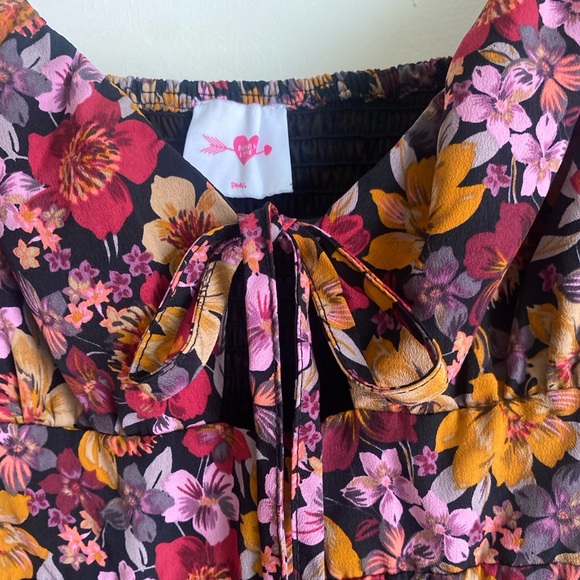 Buddy Love Tammy Floral Ruffle Mini Dress Size S Puff Sleeve Shirred Back - Picture 4 of 15